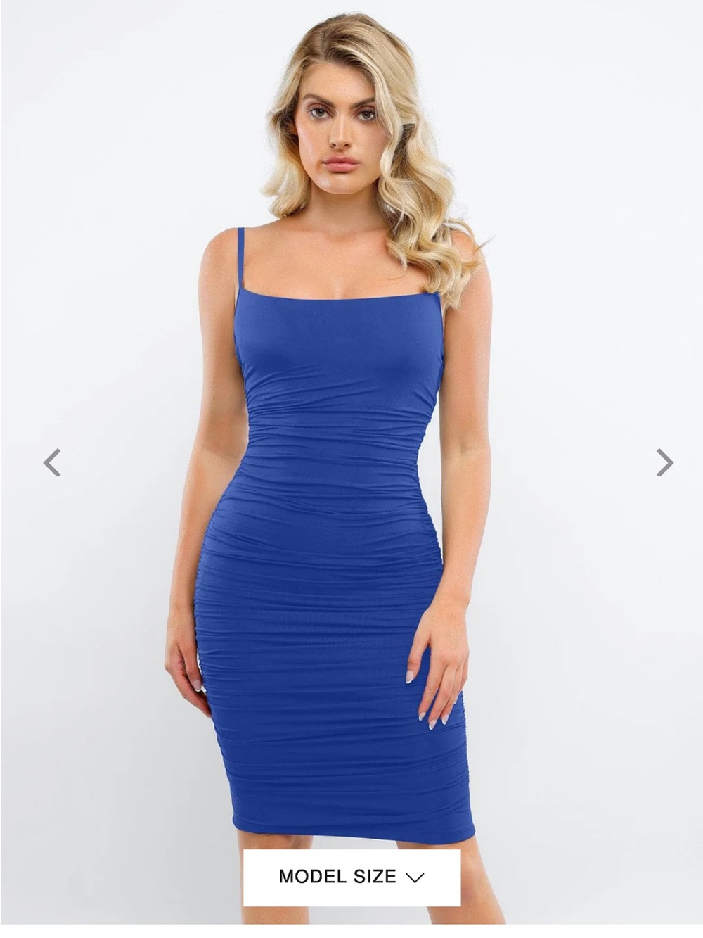 Shapewear Ruched Bodycon Midi Slip Dress
